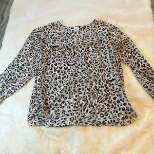 Cabi glamour Leopard Print Sheer Blouse SZ L